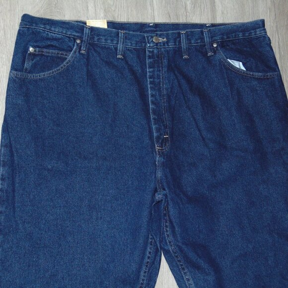 Wrangler Mens Jeans Premium Denim Pant Size 46X30 5 Star Relaxed Fit Cotton Blue - Picture 2 of 14